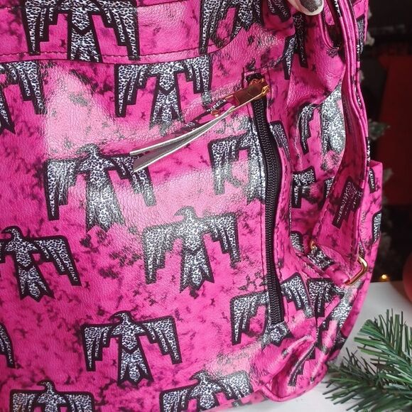 Faux Leather Firebird Pink Backpack - Picture 3 of 10